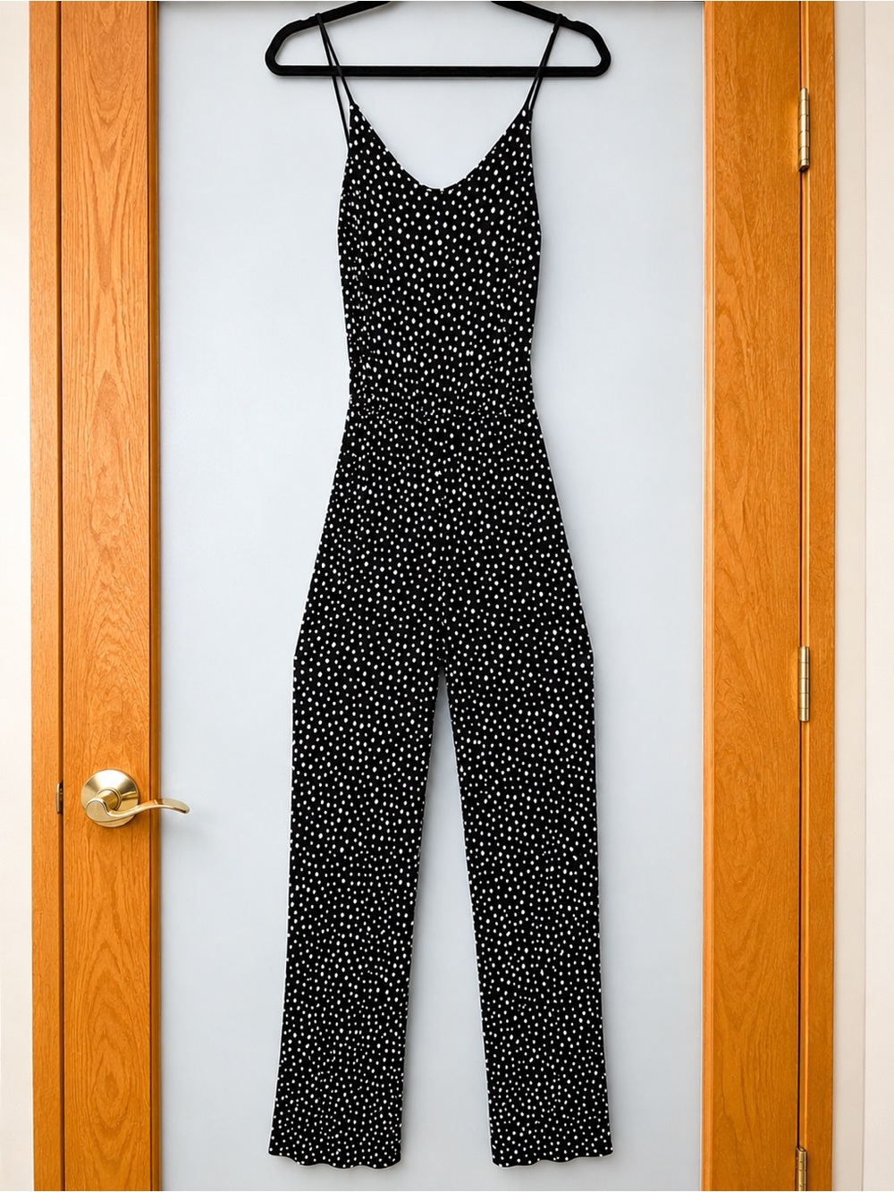 H&M Basic Black White Polka Dot Wide Leg Jumpsuit XS